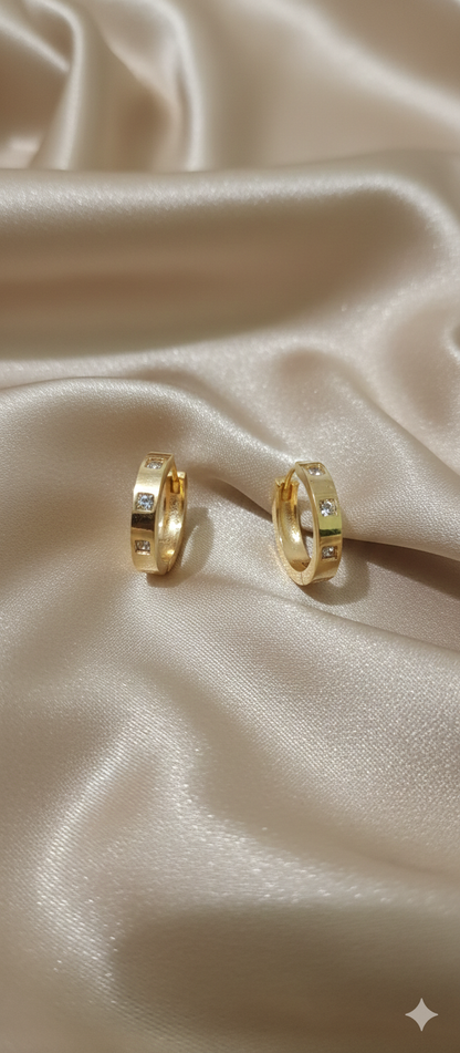 Crystal Studded Gold Huggie Earrings