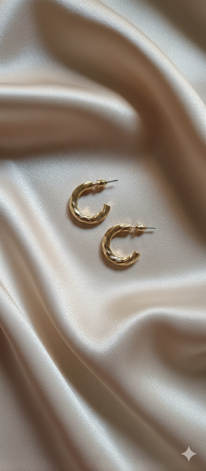 Twisted Rope Gold Hoop Earrings