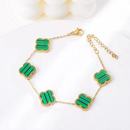 Clover Anti Tarnish Bracelet for Women Stylish | Stainless Steel Bracelet for Woman | Fashion Jewellery for Women Aesthetic Accessories for Girls Chain Bracelet Gold