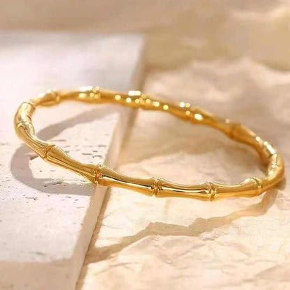 Fashion Jewellery Gold Plated Stainless Steel Delicate Bamboo Style Western Kada For Girls and Women