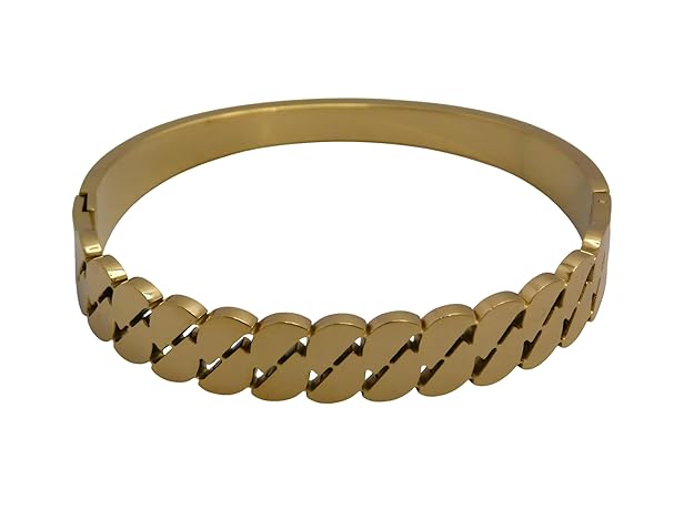 Women's Cuban Link Chain Bracelet, Gold-Plated Stainless Steel, Polished Finish