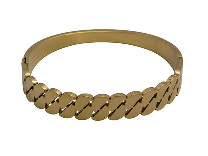 Women's Cuban Link Chain Bracelet, Gold-Plated Stainless Steel, Polished Finish