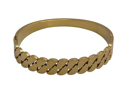 Women's Cuban Link Chain Bracelet, Gold-Plated Stainless Steel, Polished Finish