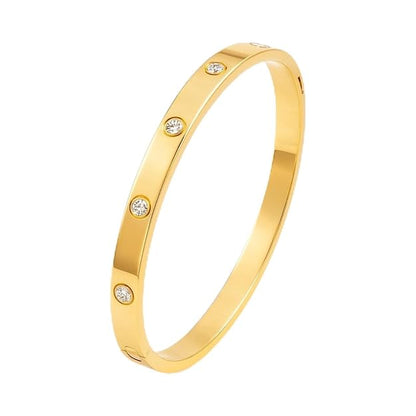 Classic Stainless Steel Toned Love Band Bracelet | Anti-Tarnish, Cubic Zirconia Studded Bangle Kada