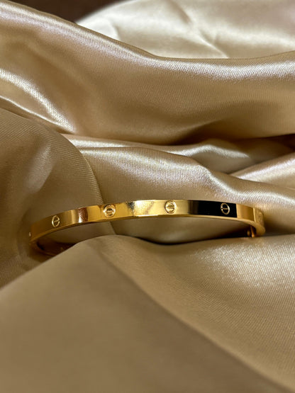 Classic Stainless Steel Toned Love Band Bracelet | Anti-Tarnish, Cubic Zirconia Studded Bangle Kada