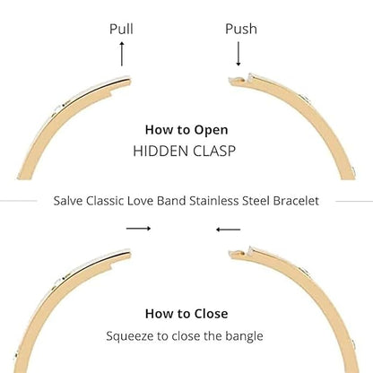 Classic Stainless Steel Toned Love Band Bracelet | Anti-Tarnish, Cubic Zirconia Studded Bangle Kada