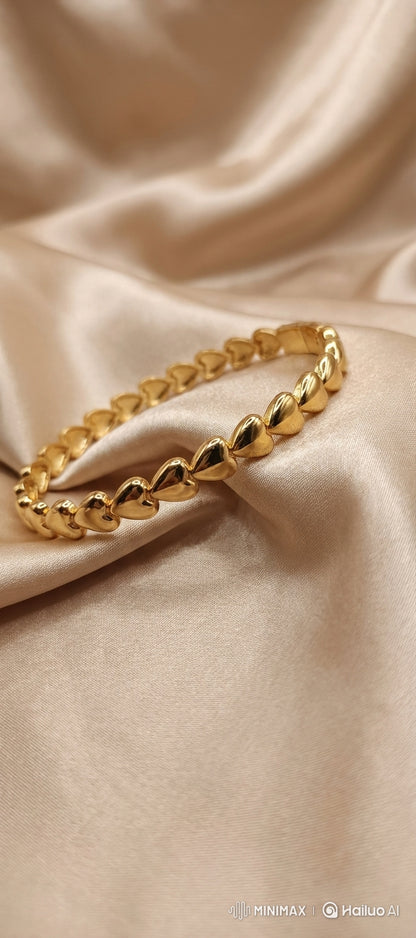 Stainless Steel Open Bangles Love Trendy Cuff Bracelets Gold Plated Simple Hearts Wrist Jewelry