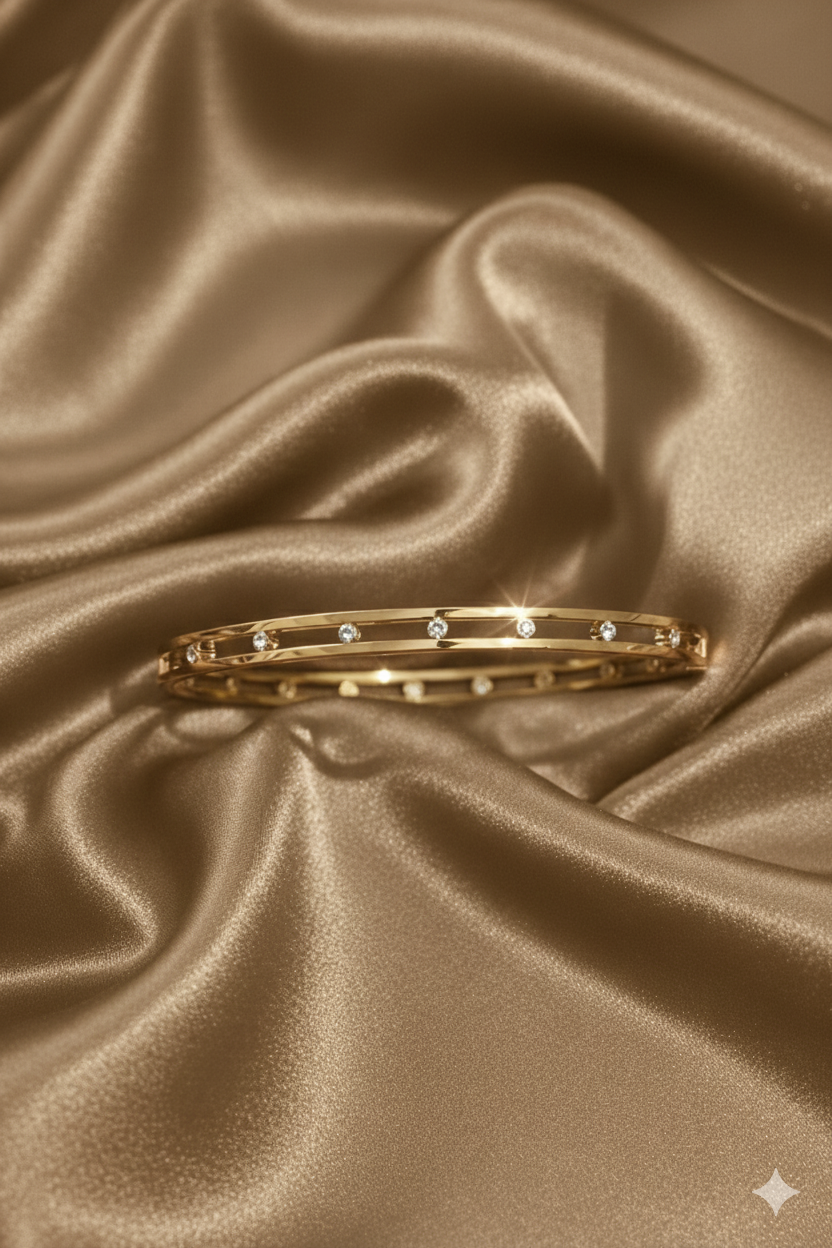 Double-Band Diamond Cutout Bangle