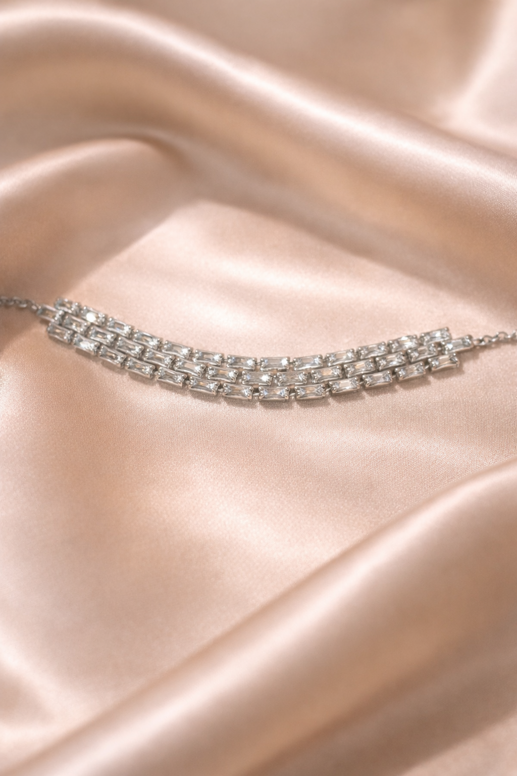 Women Adjustable Silver Rhinestone Bracelet| Jennifer Gibson Jewellery vintage deco style crystal tank track bracelet